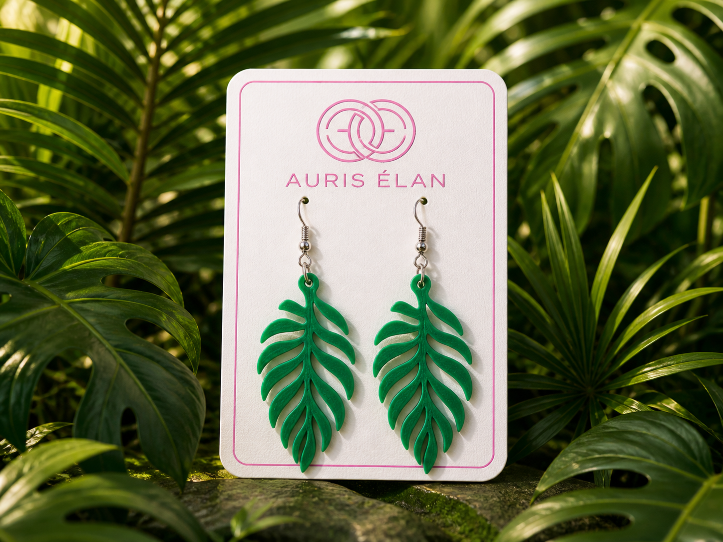 Monstera fern earrings