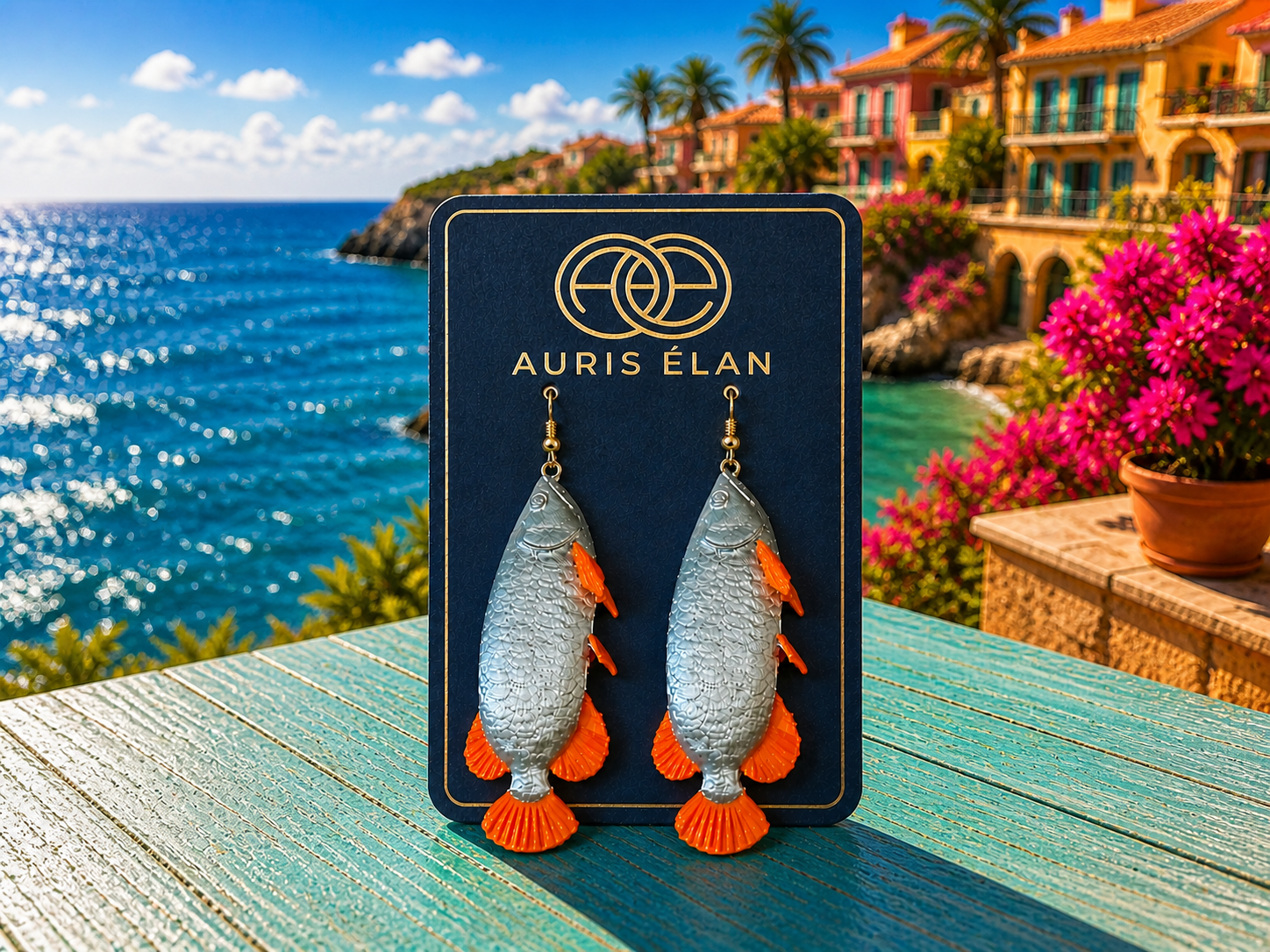 Silver fish earrings