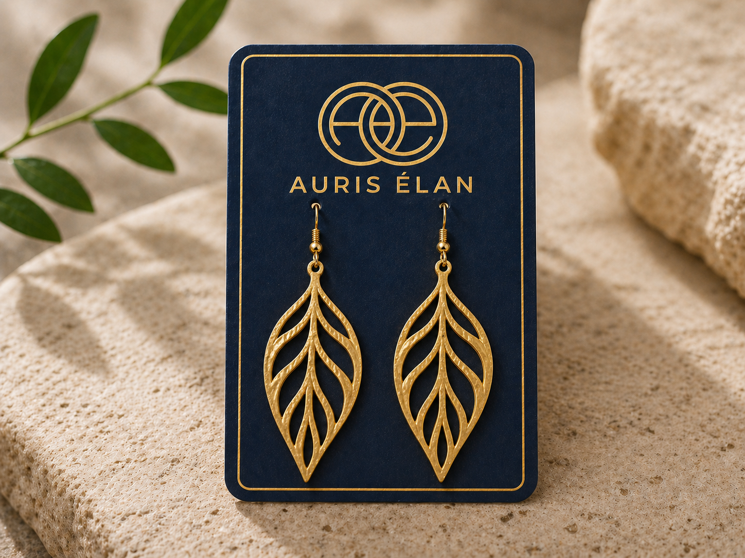 Hammered gold leaf earrings